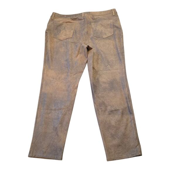 Chico's Vegan Suede Stylish Tan Straight Leg Women's Pants Size 3.5 Size 16 - Picture 2 of 11